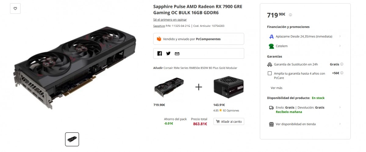 La carte graphique RX 7900 GRE se trouve en Europe