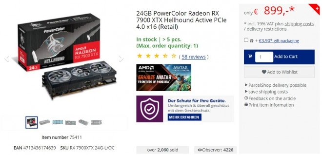 La RX 7900 XTX d'AMD passe � 899 euros chez Mindfactory