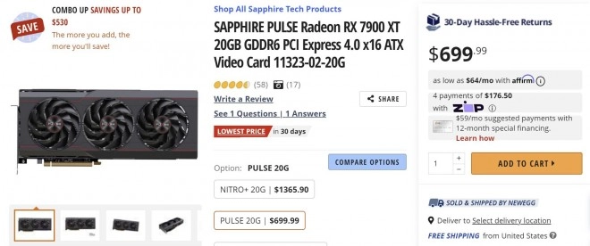 La RX 7900 XT est encore moins ch�re que moins ch�re, 699 dollars !!!