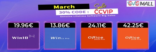 Mission en mars, achetez Windows 10 � 13 euros et Windows 11 pour 19 euros avec GVGMALL