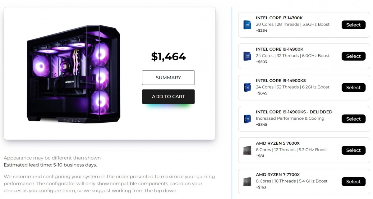 Option delidding chez MAINGEAR pour le Core i9-14900KS
