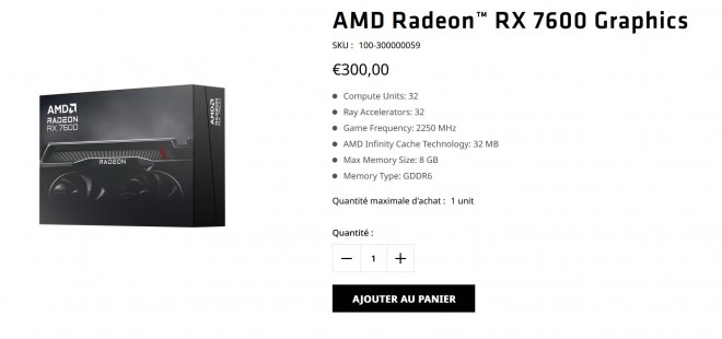 La Radeon RX 7600 d'AMD est maintenant disponible � la vente en version MBA
