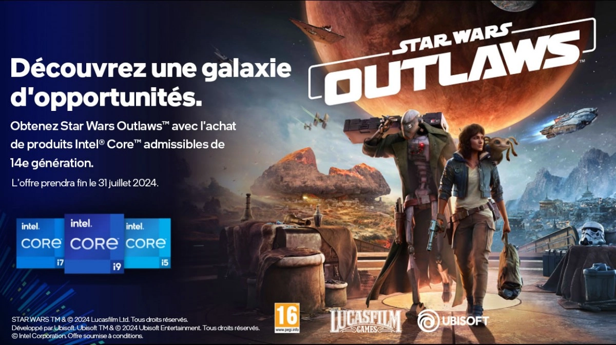 Star Wars Outlaws offert pour l'achat d'un processeur Intel 14th