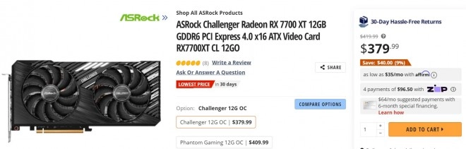Maintenant 379 dollars pour une RX 7700 XT, et chez nous en France ?