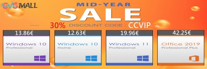 Avec GVGMALL, Windows 10 � 13 euros ou Windows 11 � 19 euros � vie !!!