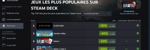 Steam int�gre d�sormais le Steam Deck dans les classements des jeux les plus jou�s