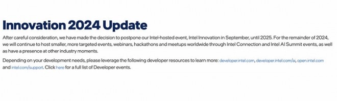 Intel annule son �v�nement Innovation 2024 de septembre