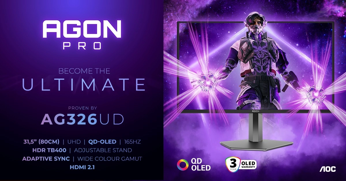 AOC d�voile des moniteurs de jeu QD-OLED � la pointe de la technologie : AGON PRO AG276QZD2 et AG326UD