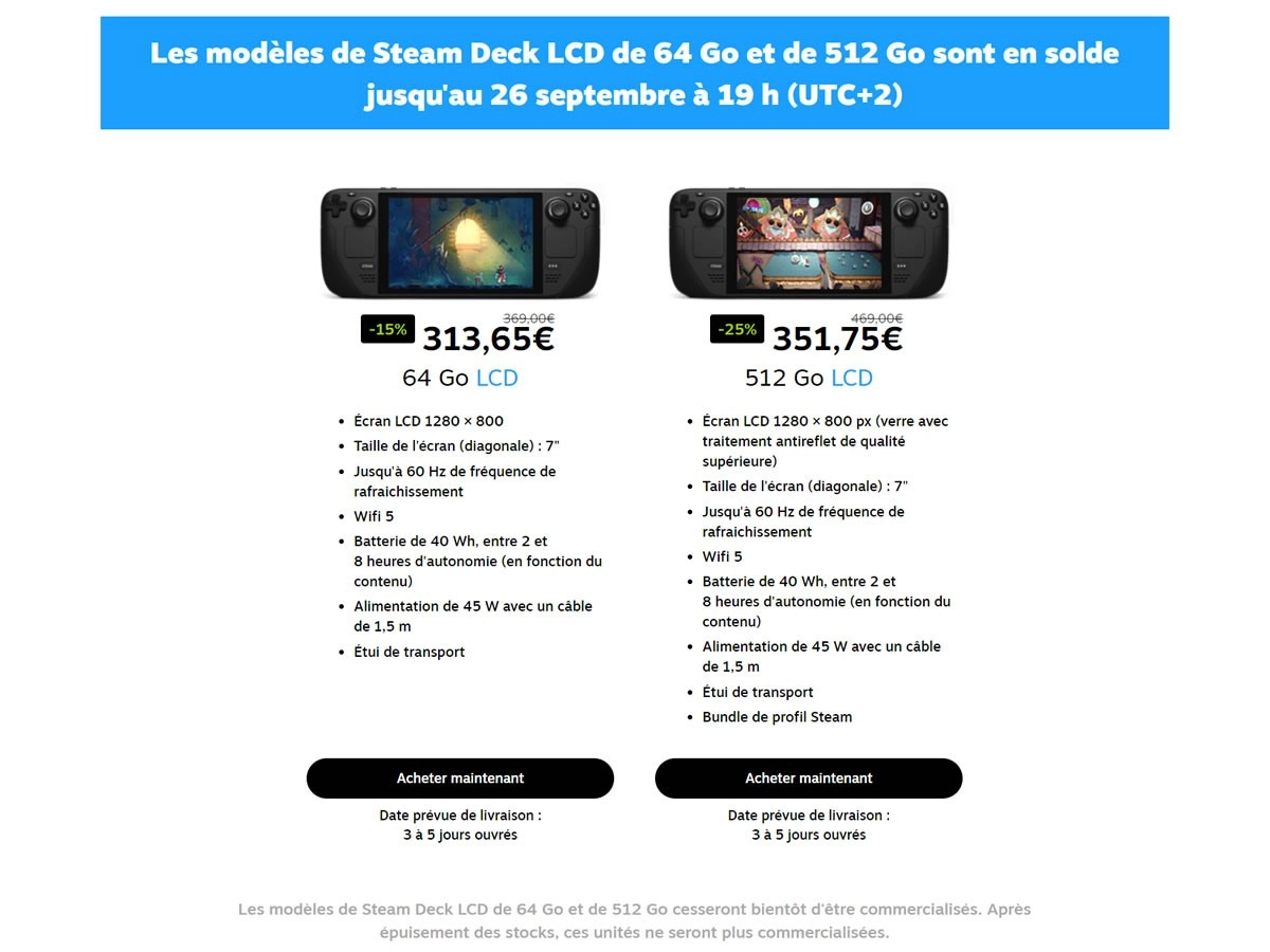 Valve tente une nouvelle fois d'�couler son stock de Steam Deck LCD