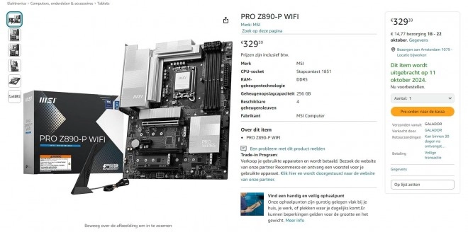 On a les prix de certaines cartes m�res MSI Z890 pour les futurs processeurs Arrow Lake d'Intel
