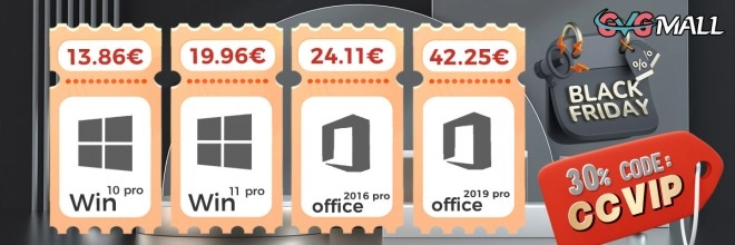 Pour le Black Month, Windows 10 � seulement 13 euros et Windows 11 � 19 euros !!!
