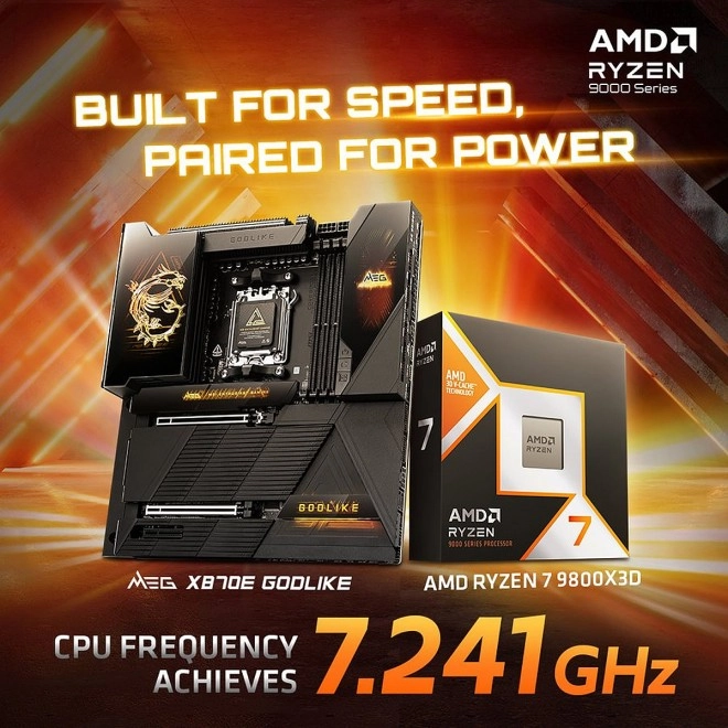 Maintenant 7241 MHz pour le Ryzen 7 98003XD, mais avec presque 2 volts aux fesses !!!