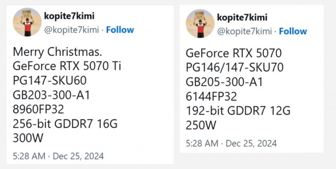 On connait toutes les sp�cifications techniques des GeForce RTX 5070 et 5070 Ti