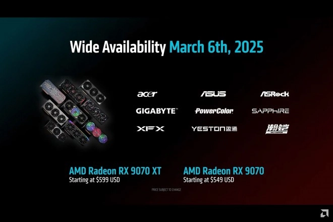 Cartes graphiques RX 9070 et RX 9070 XT, les performances annonc�es par AMD