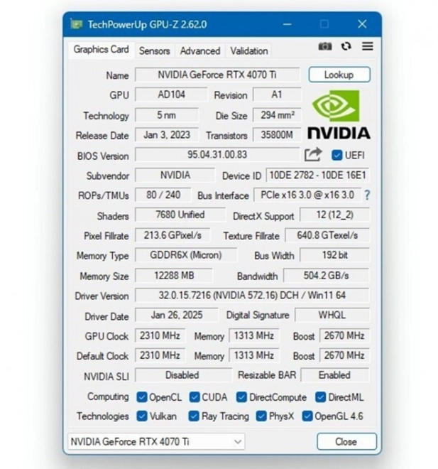 Le logiciel GPU-Z est disponible en version 2.62.0