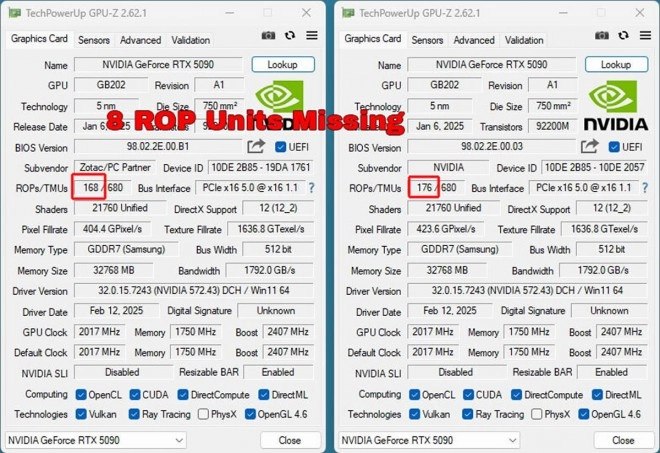 Des NVIDIA GeForce RTX 5090 avec des ROPs en moins trainent dans la nature, WHAT ?
