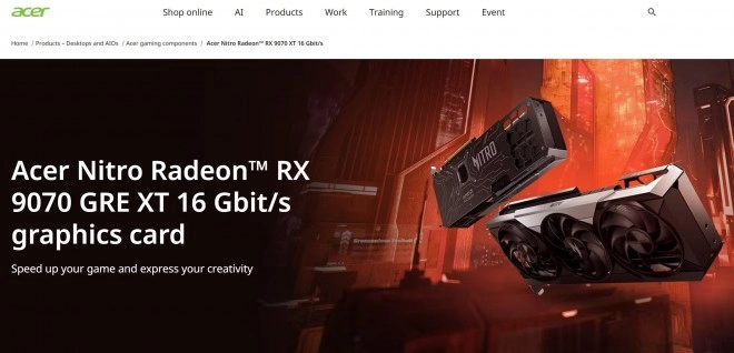 Une Radeon RX 9070 GRE XT d�barquera chez Acer en Nitro ???