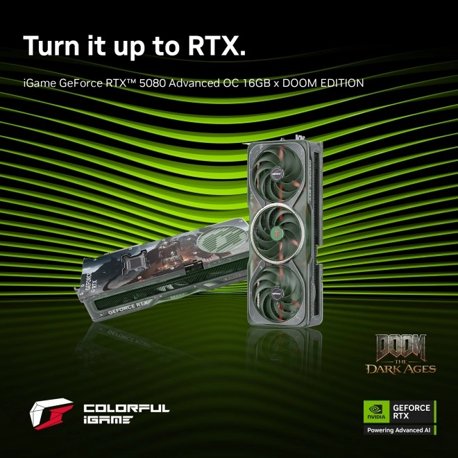Colorful tease une iGame GeForce RTX 5080 Advanced OC 16 GB x DOOM Edition