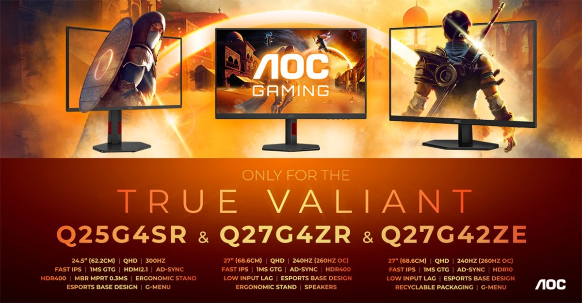 AOC compl�te sa s�rie G4/G42 avec des mod�les QHD � taux de rafra�chissement �lev�s