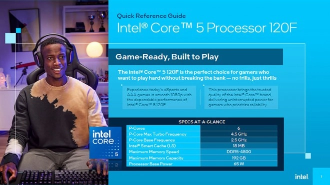 Intel Core 5 120F : Un premier processeur Barlett Lake pour les Gamers