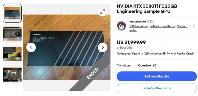 Breaking news : une RTX 3080 Ti 20 Go Founders Edition en vente sur ebay !!!
