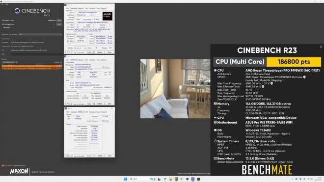 AMD Threadripper PRO 9995WX OC : 96 cores � 5 GHz, 186 800 points sous Cinebench� pour 947 watts !!!