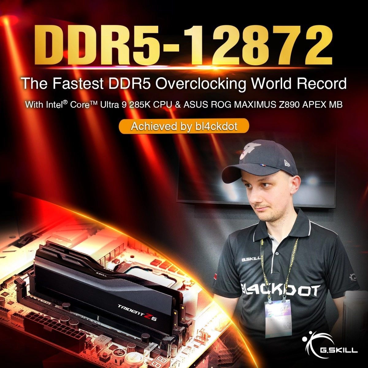 Pas moins de 12872 MT/s pour bl4ckdot avec de la m�moire G.SKILL sous LN2
