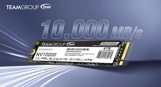 Team Group lance son SSD M.2 PCIe 5.0 NV10000 qui va � 10000 Mo/s