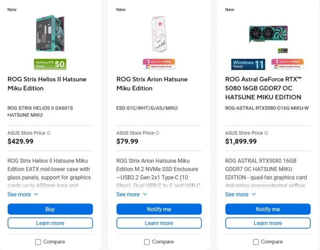 Combien pour la tr�s color�e carte graphique ROG Astral GeForce RTX 5080 16GB GDDR7 OC HATSUNE MIKU EDITION ?