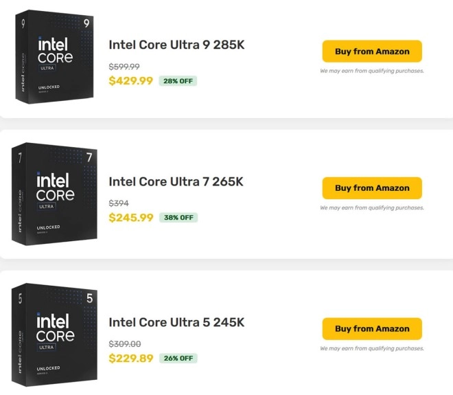 Les processeurs Intel 245K, 265K et 285K litt�ralement brad�s, mais...