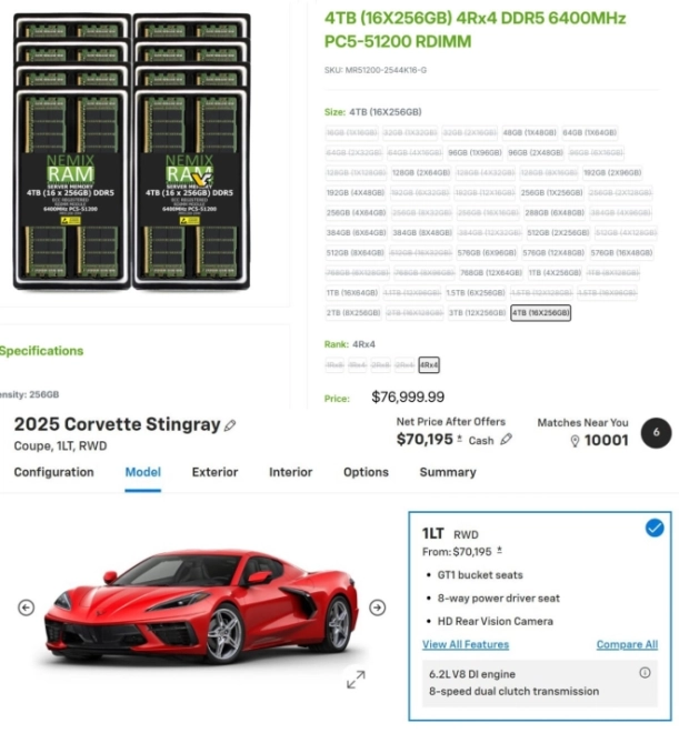 WHAT : 16 x 256 Go de DDR5-6000 = 76999 dollars... le prix d'une grosse caisse