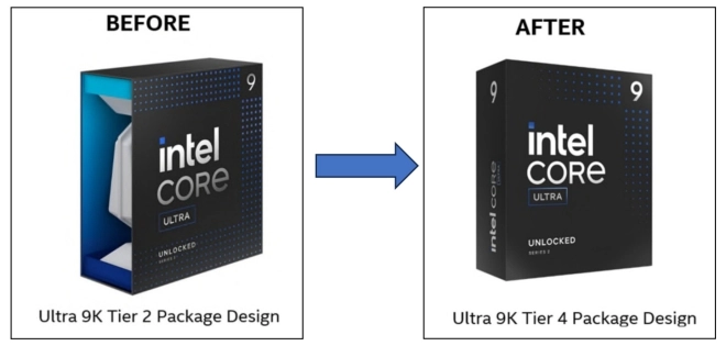 Intel change le packaging du Core Ultra 9 285K : une bo�te plus petite pour r�duire les co�ts