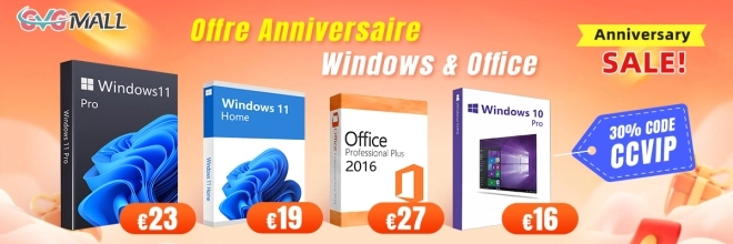 Offrez-vous un vrai Windows pour 11 euros, activation et support garanti avec GVGMall