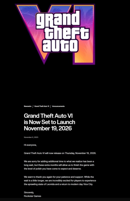 INCROYABLE, Rockstar d�voile les horaires mondiaux de lancement de GTA VI