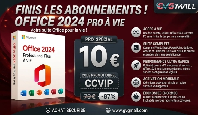 D�bloquez Office 2024 Pro � vie, et cela, pour seulement 10 � !