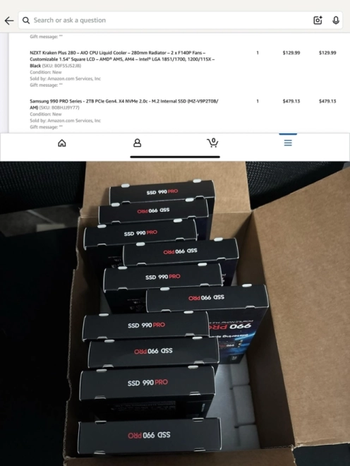 Rebelote : Il commande un seul SSD Samsung 990 PRO� Amazon lui en livre dix