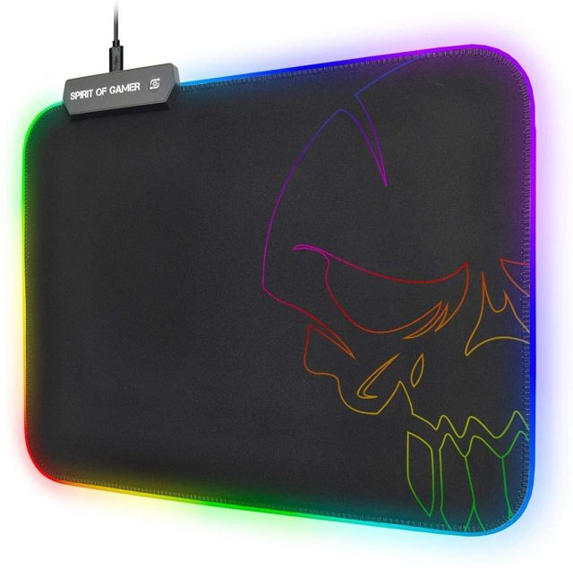 Tapis de Souris RGB Medium - Rétro-Eclairage LED Lumineuse 10 Modes + RGB Colors – Texture Confort – Base Antidérapante