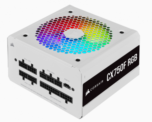 CX Series™ CX750F RGB White — 750 Watt 80 Plus® Bronze Certified Fully Modular RGB Blanc