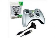 Manette sans fil silver pour Xbox 360 Microsoft + Kit Play and Charge