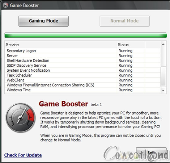 Rapide test du logiciel Game Booster