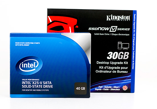 comparatif SSD Intel X25-V 40 Go Kingston V-Series 30 Go