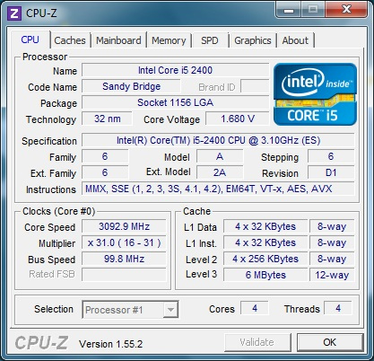 Cpu-z passe en 1.55.2 et intégre le Sandy Bridge Cpu-z passe en 1.55.2 et intégre le Sandy Bridge