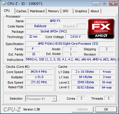 Le CPUZ nouveau est l : 1.61