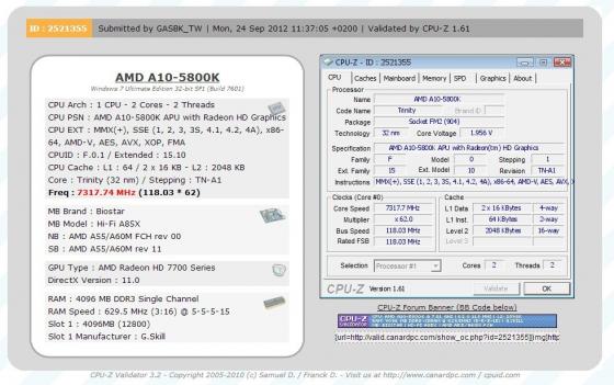 L'A10-5800K passe les 7 Ghz