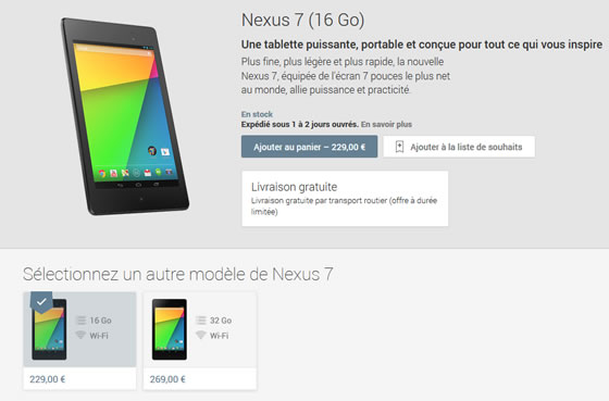 google-nexus-7 version-2 disponible google-play 229-euros