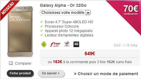 samsung galaxy alpha 649 euros free