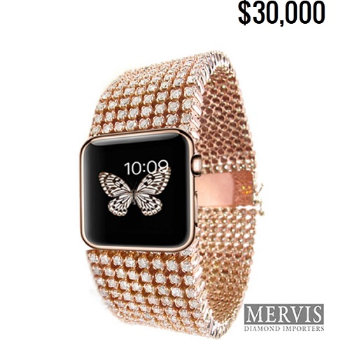 bling-bling honneur apple watch mervis diamonds vendue 30 150
