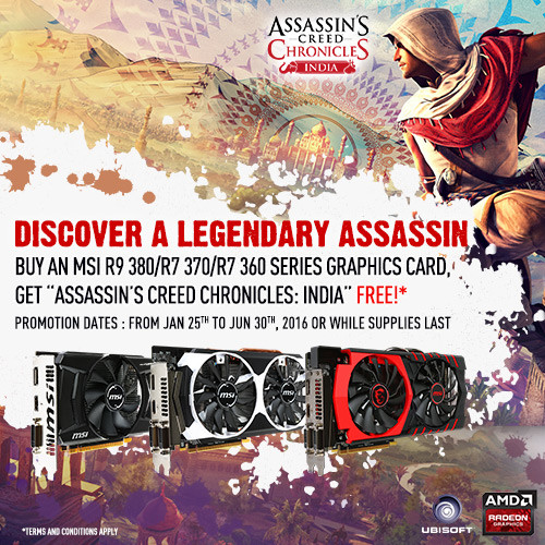 msi offre assassins creed chronicles india certaines cartes amd