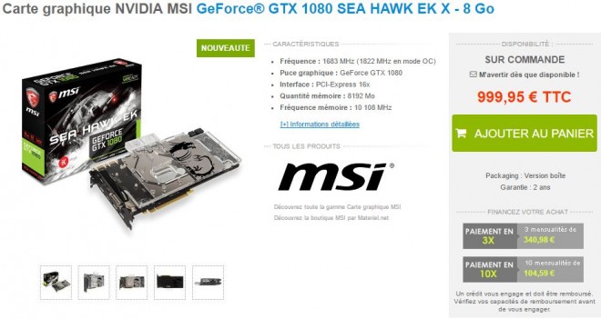 Disponibili le MSI SEA HAWK EK X GTX 1070 e GTX 1080