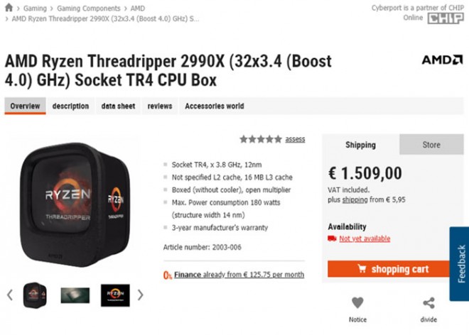 prix AMD Ryzen Threadripper 2990X 1500-euros